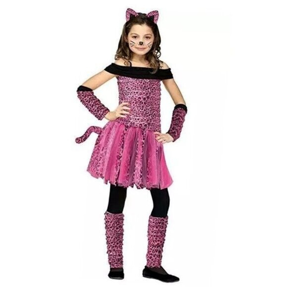 Totally Ghoul Pink Leopard Girl's Halloween Costume - 12-14 Child 4pc Set New
